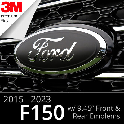 #ad BocaDecals 2015 2023 Ford F150 Emblem Overlay Insert Decals MATTE BLACK Set of 2