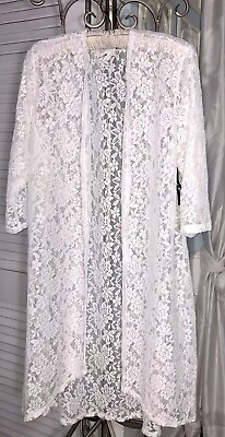 #ad NEW Plus Size 2X White Lace Open Cardigan Jacket Duster Topper DT