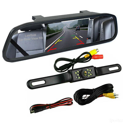 #ad 4.3quot; Backup Camera Mirror Car Rear View Reverse Night Vision Parking System Kits