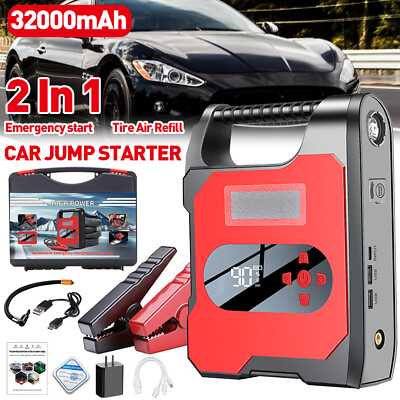 #ad Car Jump Starter with Air Compressor 2000A Battery Power Bank Charger Emergency