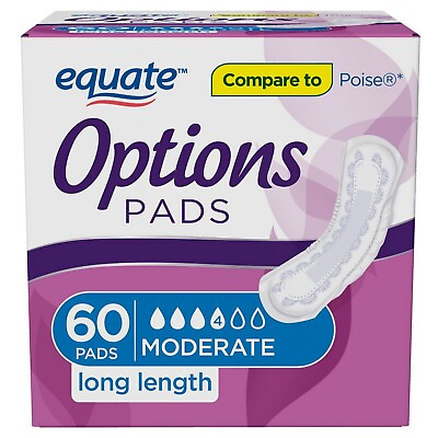 #ad Equate Options Women#x27;s Incontinence Pads Moderate Absorbency Long Length 60 C
