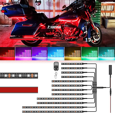 #ad 12pcs RGB Underglow Light Strips APPRF Control For Harley Road King Road Glide