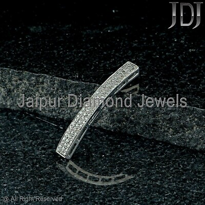 #ad Diamond Bar Spacer Jewelry Silver Sterling Finding 925 Pave Natural Handmade NEW