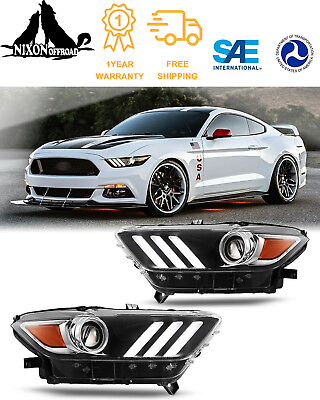 #ad #ad For 2015 2016 2017 Ford Mustang Headlights Projector Headlamps HID Xenon LED DRL
