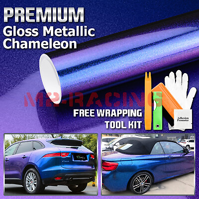 #ad 12quot;x60quot; High Gloss Metallic Chameleon Purple Blue Sticker Decal Car Vinyl Wrap