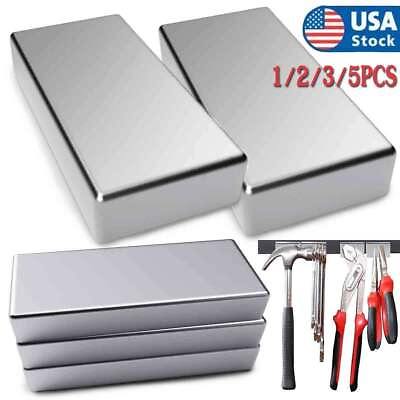 #ad 2quot;x1quot;x3 8quot; Max Magnets Super Strong Neodymium Large Block Magnet Rare Earth N52