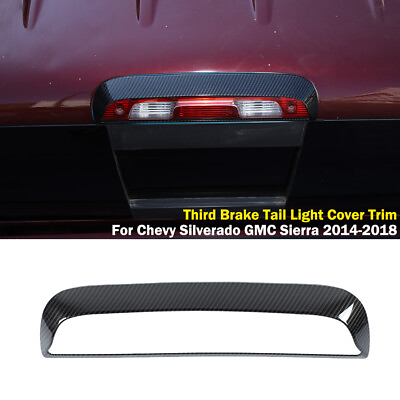 #ad For Chevy Silverado GMC Sierra 14 18 Third Brake Tail Light Cover trim Carbon Fi