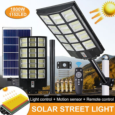 #ad 1800W LED Solar Street Light 9900000LM Motion Sensor Dust to Dawn Road LampPole