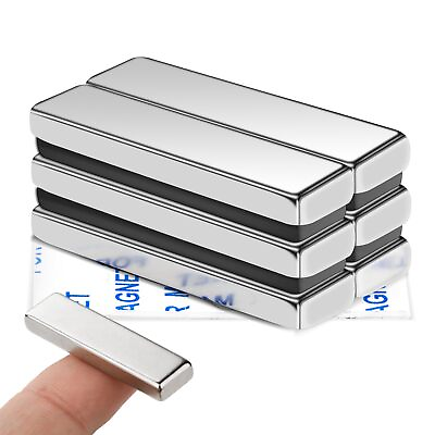 #ad Strong Magnets 6 Pack Rare Earth Magnets Bar with Double Sided Adhesive Neo...
