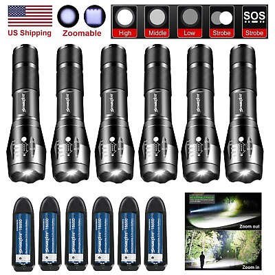 #ad 990000LM Rechargeable LED Flashlight Tactical Super Bright Police LED Torch Zoom