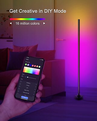 #ad LED Floor Lamp Corner Light Lamp RGB White Modern Smart Compatible with Alexa