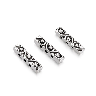 #ad 20 Pcs Nickel Free Antique Silver Tibetan Bar Spacers Crafts 18x4x5mm Hole 1.5mm
