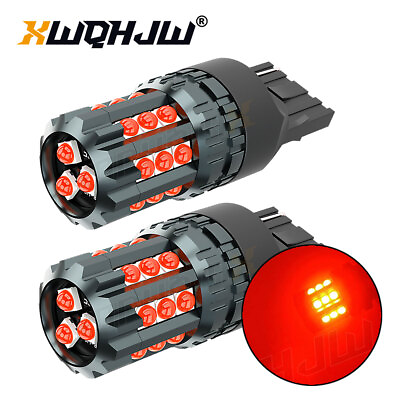 #ad XWQHJW T20 7440 7443 Red LED Strobe Flash Blinking Brake Tail Light Bulb 2PCS