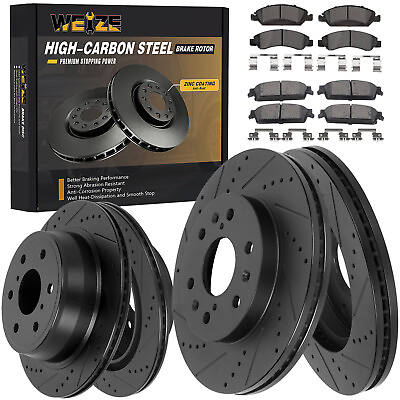 #ad #ad Front Rear HIGH CARBON Steel Brake Rotors Brake Pads for Chevy Silverado 14 18