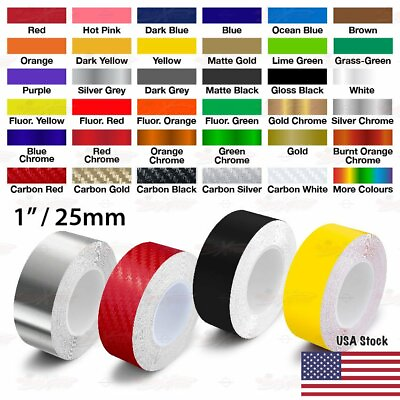 #ad 1quot; Roll Vinyl Pinstriping Pin Stripe Solid Line Car Trim Tape Decal Sticker 25mm
