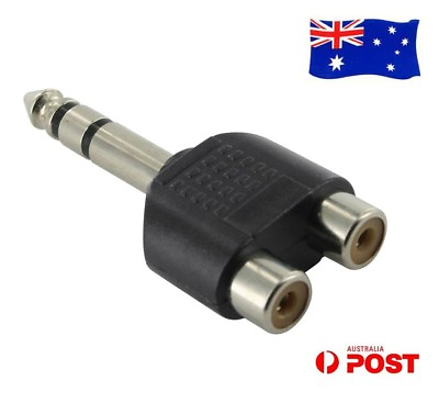 #ad 6.35mm Audio Male to 2RCA Female Socket Adapter Y Splitter Connector Converter