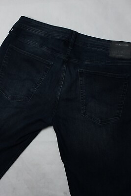 #ad Jack amp; Jones Skinny Liam Jeans Mens Size 36 W36 34L Dark Blue Stretch Denim