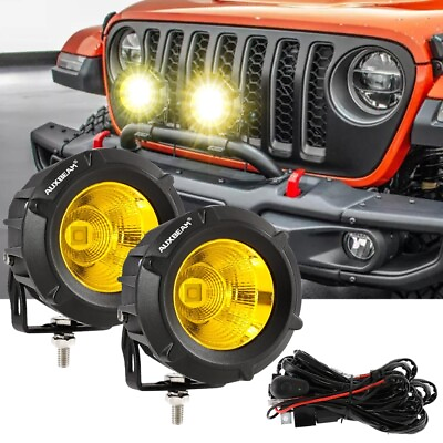 #ad AUXBEAM 4quot;inch Round LED Work Light Bar Spot Pods Fog Driving Lamp Offroad 4WD