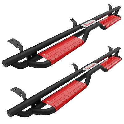 #ad Red Side Steps Nerf Bars Running Boards for 2005 2023 Toyota Tacoma Double Cab