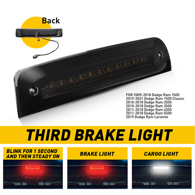 #ad CLEAR LED 3RD THIRD BRAKE LIGHT CARGO For LAMP 2009 18 DODGE RAM 1500 2500 3500