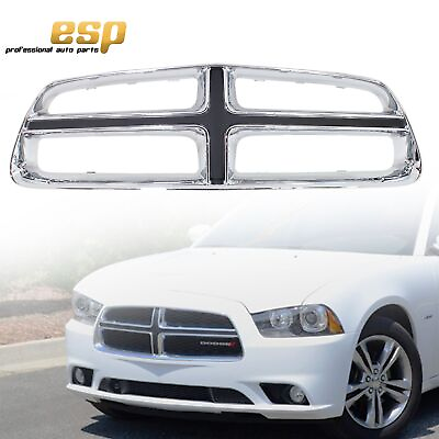 #ad Front Grille Shell Frame Chrome amp; Black For 2011 2012 2013 2014 Dodge Charger