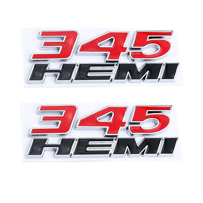 #ad 2PCS Black Red 345 HEMI For Dodge Ram Cherokee 3D Badge Emblem Nameplate