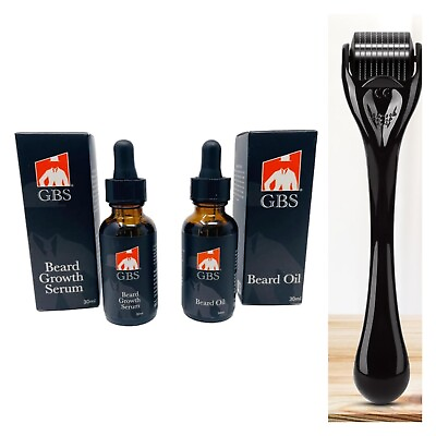 #ad 3PC Beard Growth Set Derma Micro Roller For Hair Loss Growth Serum amp; Growth Oil