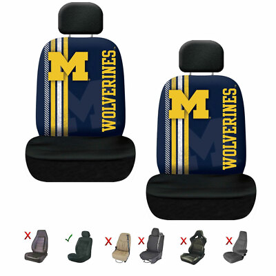 #ad New NCAA Michigan Wolverines Car Front Universal Fit Seat Covers Set