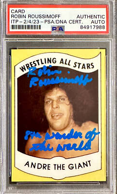 #ad Robin Roussimoff Signed 1982 Wrestling All Stars Japan Andre the Giant Inscribed