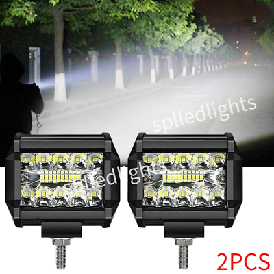 #ad 2Pcs 4inch 500W LED Work Light Bar Spot Pods Fog Lamp Off Road Driving Truck SUV