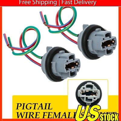 #ad Pigtail Female Wire Socket 7440 T20 Two Harness Front Turn Signal Universal 2X B