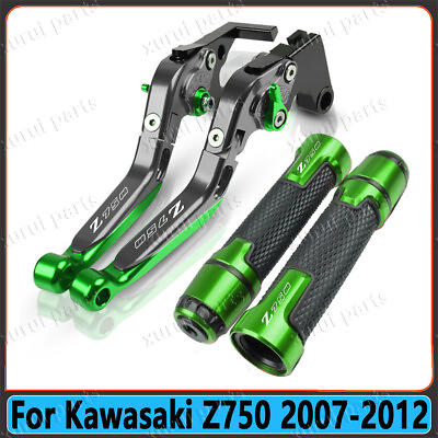 #ad For Kawasaki Z750 2007 2012 Motorcycle Handle Grips Cap Brake Clutch Levers Sets
