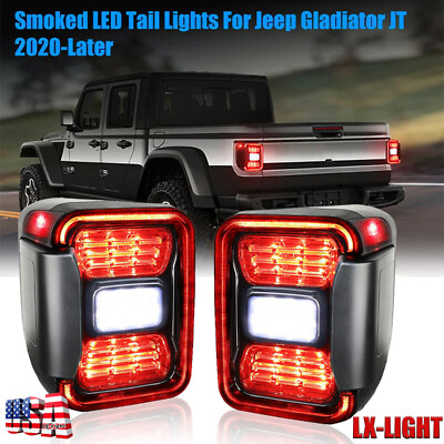 #ad For Jeep Gladiator JT 2022 2023 2024 Newest Pair Smoke Led Taillights Back Lamps