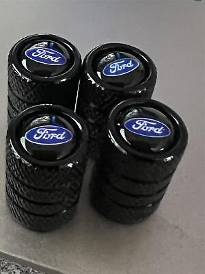 #ad 4x Black Ford Tire Valve Stem Caps For Truck Car Universal Fitting Free Shipping