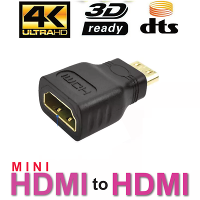 #ad Mini HDMI to HDMI Female Type C to A Port Plug Connector Converter 4K 1080P HD