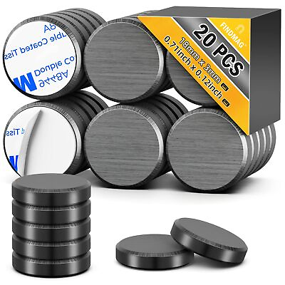 #ad 20 Pack Adhesive Backing Craft Magnets Round Disc Magnets Strong Adhesive Cera