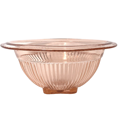 #ad #ad Federal Pink Depression Glass 8 5 8quot; Ribbed Mixing Bowl Rolled Rim Square Base