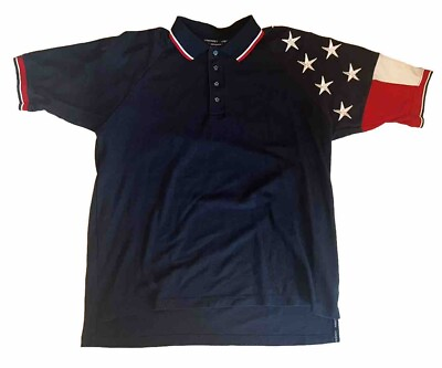 #ad Mens Rock Point Freedom Polo Size XL Rugby Shirt Stars Patriotic Red Blue Flag