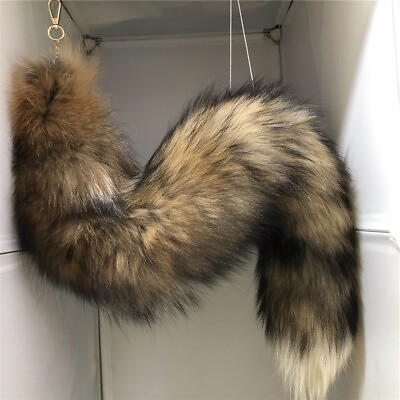 #ad 16quot;28quot; Long Real Genuine Fox Fur Tail Keychain Bag Charm Cosplay Toys Tassels
