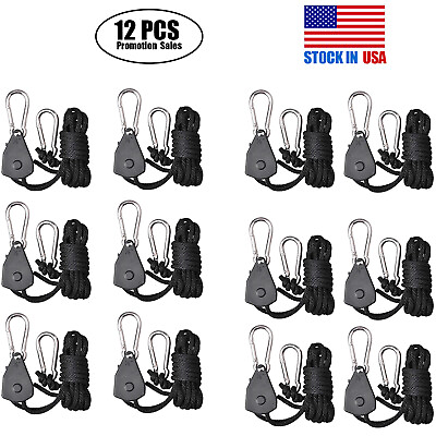 #ad 12PCS Rope Hanger Adjustable Yoyo Grow Light Pulley System for Fluorescent Light