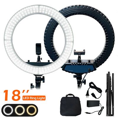 18quot; LED Ring Light Kit with Stand Dimmable 6000K For Makeup Phone Camera Youtube
