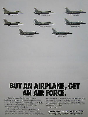 #ad 8 1990 PUB GENERAL DYNAMICS F 16 INTERCEPTOR USAF AGRESSOR RECONNAISSANCE AD