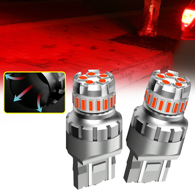 #ad 2Pcs T20 7440 7443 Red LED Strobe Flash Blinking Brake Tail Light Parking Bulb