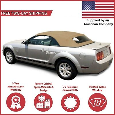 #ad 2005 14 Ford Mustang Convertible Soft Top w DOT Apprvd Heated Glass TAN Canvas