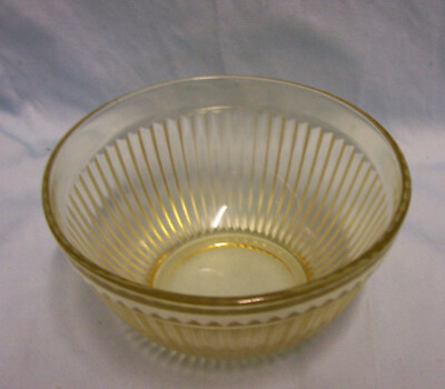 #ad FEDERAL AMBER YELLOW DEPRESSION GLASS Vintage 5 1 4quot; Glass Bowl Ribbed A1