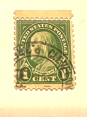 #ad BEN FRANKLIN US Postage 1 Cent Stamp Green EXTREMELY RARE USED STAMP