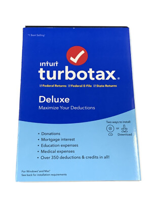 #ad 2019 TurboTax 1 User Deluxe Federal State Efile for Windows Mac