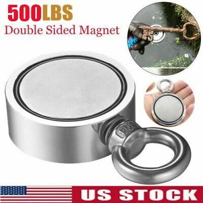 #ad 500LBS Round Double Sided Super Strong Neodymium Fishing Magnet Pulling Force