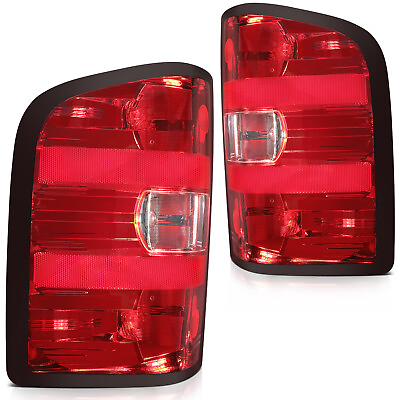 #ad Taillights Red Housing Tail Lamp Corner Rear Pair For 2007 2013 Chevy Silverado