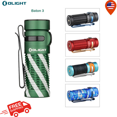 #ad Olight Baton 3 EDC Multicolor Rechargeable Handheld Flashlight 1200 Lumens